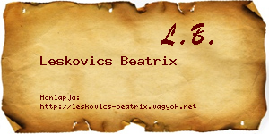 Leskovics Beatrix névjegykártya
